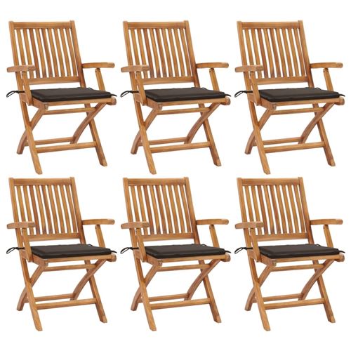 Non Communiqué Bois De Teck Vidaxl Chaises Pliables De Jardin Avec Coussins 6 Pcs
