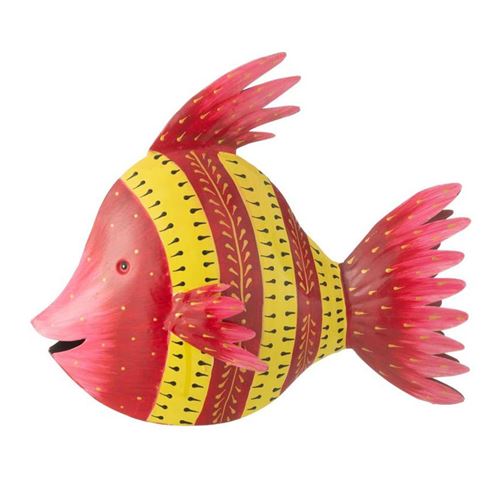 Non Communiqué Rouge Statuette Déco Poisson En Métal "Tom" 34Cm