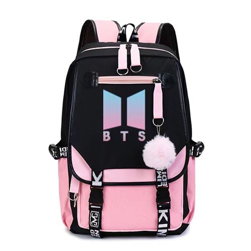 Sac à Dos BTS bangtan Boys pour Garçon et Filles (SD3463) 29*16*46 cm Noir/Rose