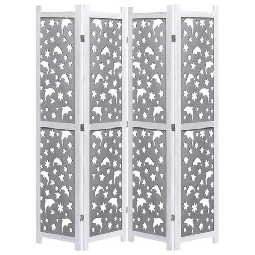 vidaXL Cloison de séparation 4 panneaux Gris 140x165 cm Bois solide