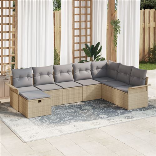 Non Communiqué Beige Ensemble De Canapé De Jardin 8 Pièces Avec Coussins Rotin Synthétique