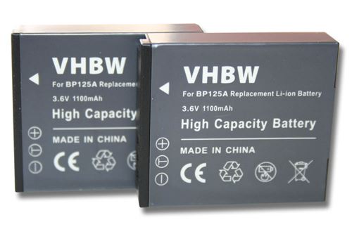 Vhbw 2x Li-Ion batterie 1100mAh (3.6V) pour appareil numérique camescope Samsung HMX-Q10BN, HMX-Q10TP, HMX-Q130, HMX-Q130BN, HMX-Q130BP, HMX-Q130TN