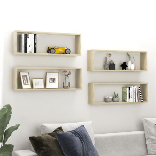 vidaXL Étagères cube murales 4 pcs Chêne sonoma 80x15x26,5cm Aggloméré