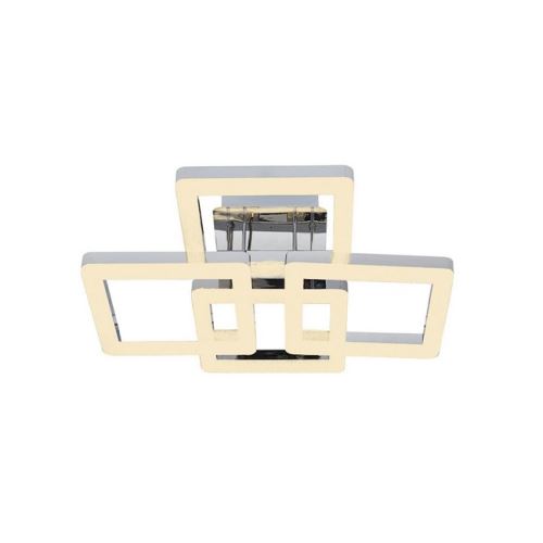 HOMEMANIA Lampe de Plafond Galya5 Plafonnier - Carrée - Chrome en Métal, 52 x 52 x 17 cm, 1 x LED, 64W, 6720LM, 4200K Lumière Blanc Naturel