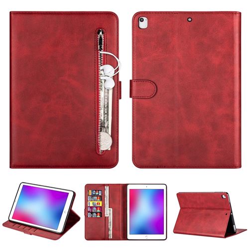 Etui en PU poche zippée avec support rouge pour votre Apple iPad 10.2 (2019)/iPad Air 10.5 pouces (2019)