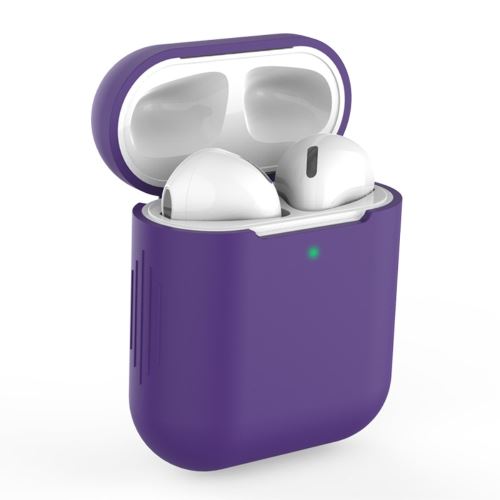 Coque en silicone avec chargement sans fil violet foncé pour votre Apple AirPods (2019)/(2016)