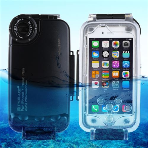 (#52) PULUZ Waterproof Diving Housing Underwater Cover Case for iPhone 8 Plus & 7 Plus(Black)