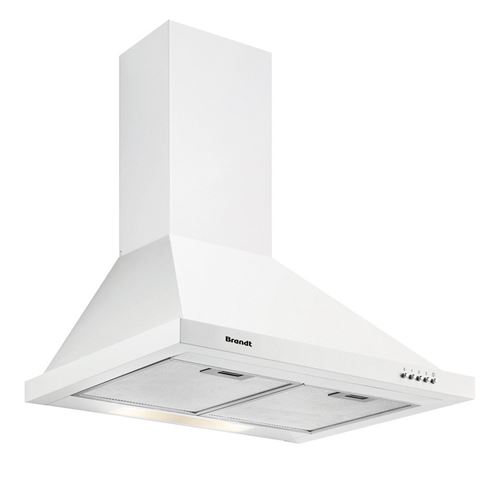 Brandt AD1006W - Hotte - hotte décorative - largeur : 60 cm - profondeur : 50 cm - evacuation & recyclage - blanc