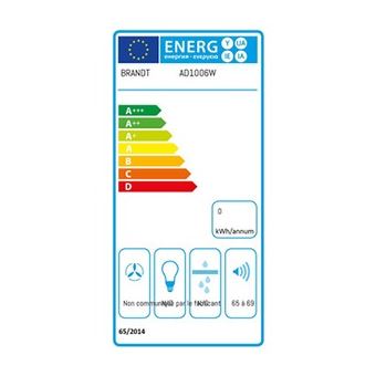 Brandt AD1006W - Hotte - hotte décorative - largeur : 60 cm - profondeur : 50 cm - evacuation & recyclage - blanc