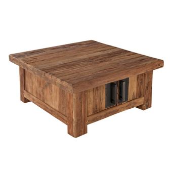 Table Basse Carree 4 Portes En Teck Tecky L 85 X L 85 X H 40