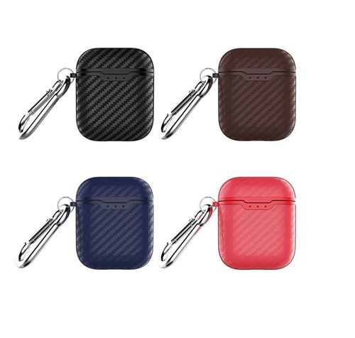 Coque Effet Carbone pour AirPods 2 APPLE Boitier de Charge Silicone Design Housse Protection (NOIR)