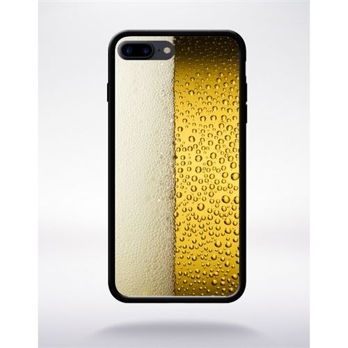 Coque beer biere compatible apple iphone 7 plus bord noir silicone