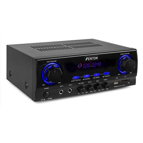Amplificateur Numérique Karaoké Fenton Av440 Bluetooth Lecteur MP3 2 Entrées Microphone Télécommande 400W