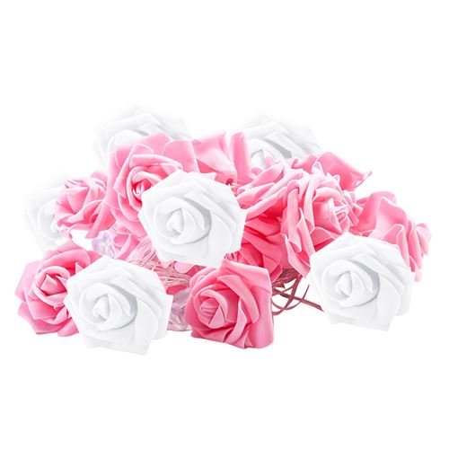 Guirlande Lumineuse Led Rose 6M 40 Lumières Pour La Saint Valentin Rose Et Blanc MK33