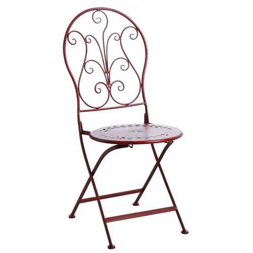 Aubry Gaspard - Chaise de terrasse pliante en métal rouge