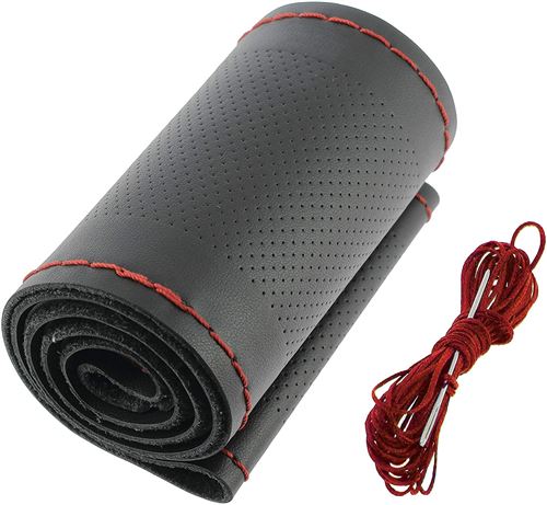 Sumex housse de guidon avec lacet universel 37-39 cm cuir noir/rouge
