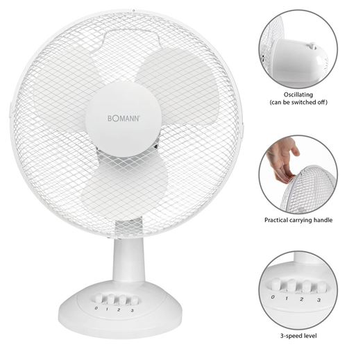 Bomann Ventilateur de bureau VL 1138 CB 30 cm 40 W Blanc