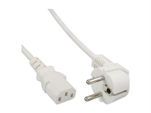 Intos Electronic Ag Blanc Inline - Câble D'alimentation - Iec 60320 C14 Pour Power Cee 7/7 (M) - 5 M - Connecteur À 90 °