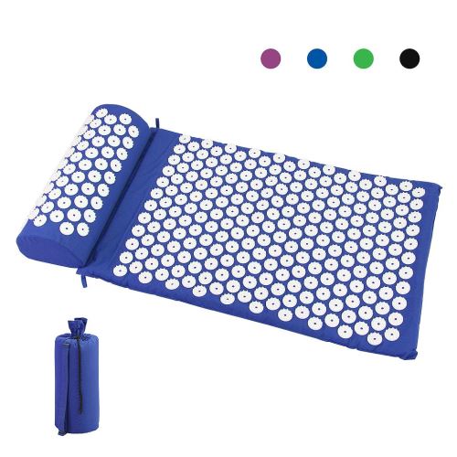 Todeco - Kit d'Acupression avec Tapis et Coussin, Matelas de Relaxation, Noir, avec sac et coussin, Standards/Certifications: ROHS