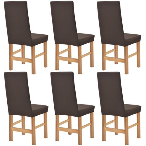 vidaXL Housse extensible de chaise 6 pièces Piqué Marron