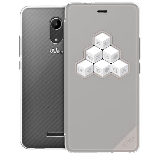 Wiko Smart folio WiCUBE - Flip cover voor mobiele telefoon - polyurethaan, polycarbonaat, Polyethyleentereftalaat (PET) - grijs, transparant - voor Wiko TOMMY 2