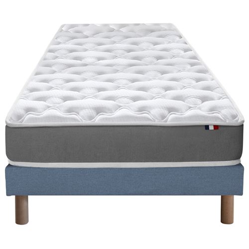 Ensemble matelas mousse ferme sommier bleu 90x190
