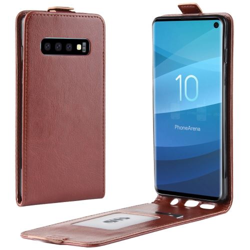 Etui en PU retournement vertical marron pour votre Samsung Galaxy S10