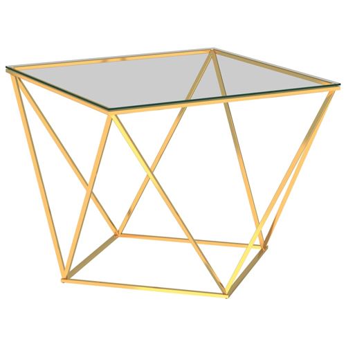 Table basse 80x80x45cm Acier inoxydable Doré