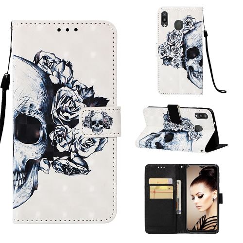 Etui en PU impression de motifs crâne froid pour votre Samsung Galaxy M20
