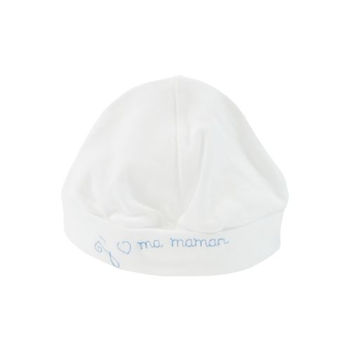 Bonnet pour bébé 0 à 6 Mois blanc et bleu - J'aime ma maman