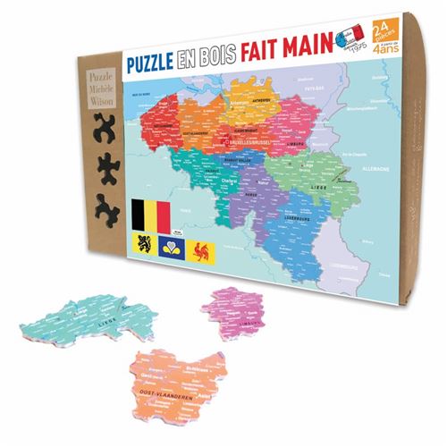Puzzle 24 pièces CARTE DE LA BELGIQUE Puzzle Michele Wilson Multicolore