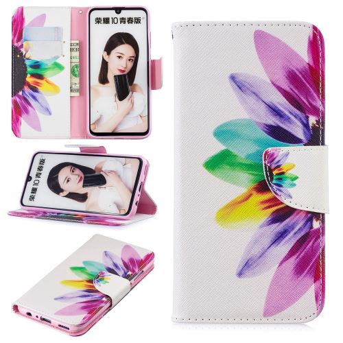 Etui en PU feuille de papier pour l'impression de motifs motif de pétales pour votre Huawei P Smart (2019)/Honor 10 Lite
