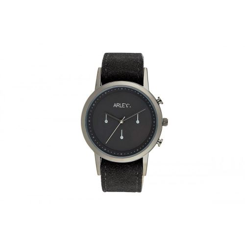 Montre Mixte Arley Mouvement Quartz Cadran Noir 39mm Et Bracelet Noir En Cuir ARL301