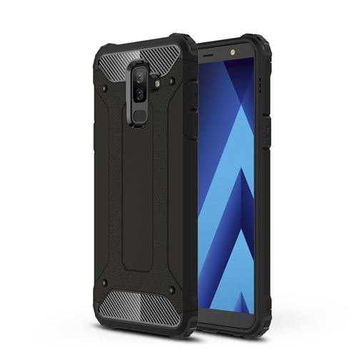 Coque en TPU hybride de garde d'armure noir pour votre Samsung Galaxy A6 Plus (2018)