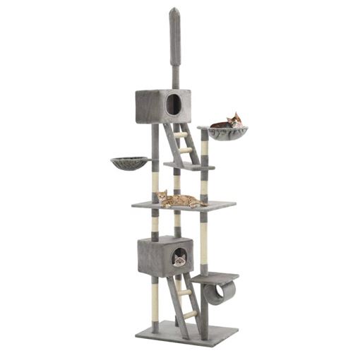 Comparer les prix de Arbre à chat griffoir grattoir niche jouet animaux peluché en sisal 230-260 cm gris