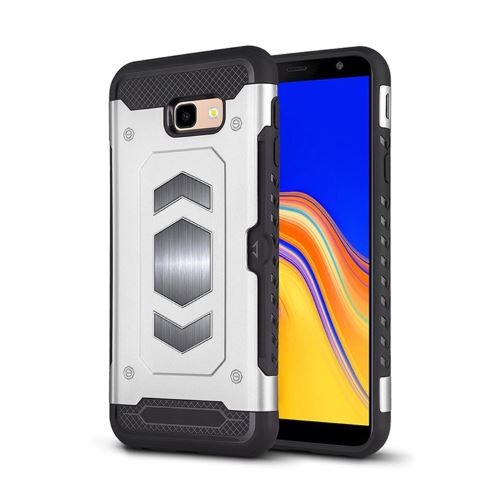 Coque en TPU combo avec porte-cartes argent pour votre Samsung Galaxy J4 Plus