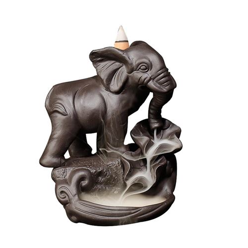 brûleur d'encens à refoulement en céramique Forme d'éléphant décoration de bureau