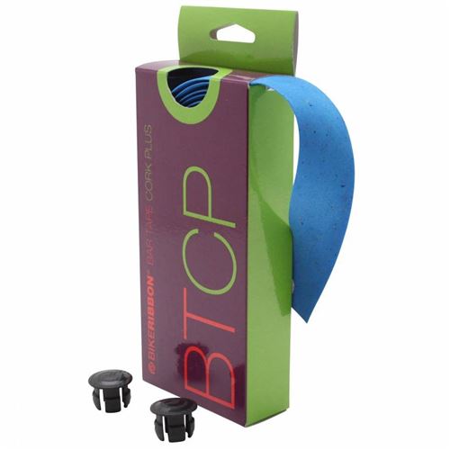 Ruban de guidon v&eacute;lo BikeRibbon Cork Plus avec li&egrave;ge bleu