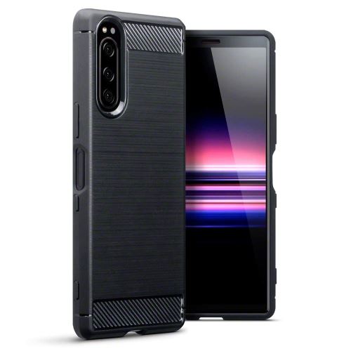 Sony Xperia 5 Housse Etui Housse Coque de protection Fibre de Carbone [Noir]