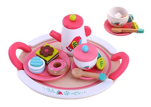 Tooky Toy service à thé filles bois rose/blanc 19 pièces