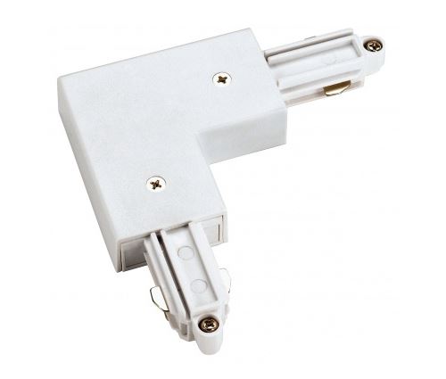 Connecteur 90° pour rail 1 allumage 230v, blanc, terre extérieure