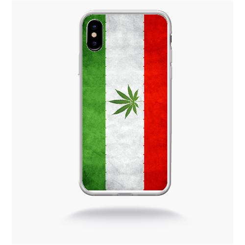 Coque drapeau iran weeds compatible apple iphone x bord transparent
