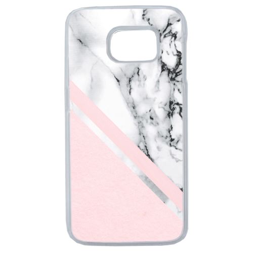 Coque Rigide Pour Samsung Galaxy S8 Motif Graphique Marbre Blanc Et Rose