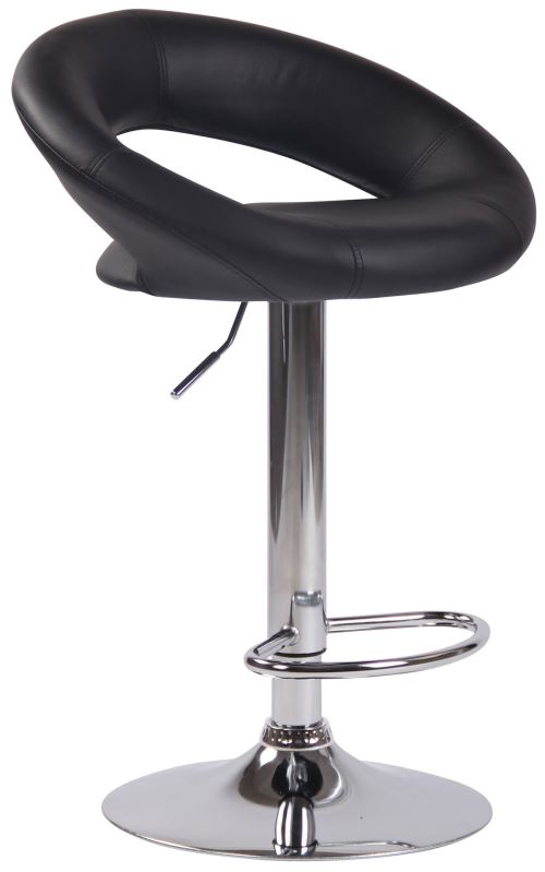 Tabouret de bar Olinda en Similicuir - Hauteur réglable - Pivotant - Piètement Métal chrome - Couleur Noir