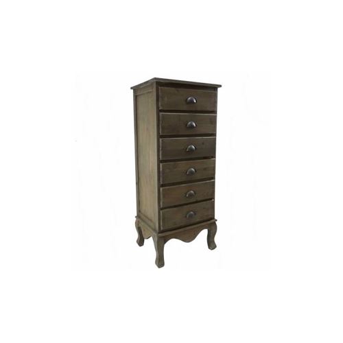Semainier Haut en Bois Meuble de Rangement à 6 Tiroirs Console d'Appoint 36x46x108cm