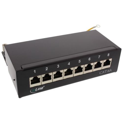 Panneau de raccordement InLine&reg;, ensemble table / mur Cat.6A, 8 ports, noir RAL9005