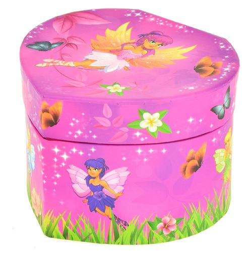 Toi-Toys boîte Fairiesà musique avec coeur d'elfe en forme de coeur 12 cm rose