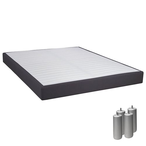 TAPIKIT - Sommier Tapissier D&eacute;montable 2x20 Lattes 160x200cm Anthracite + Pieds Argent 15cm -