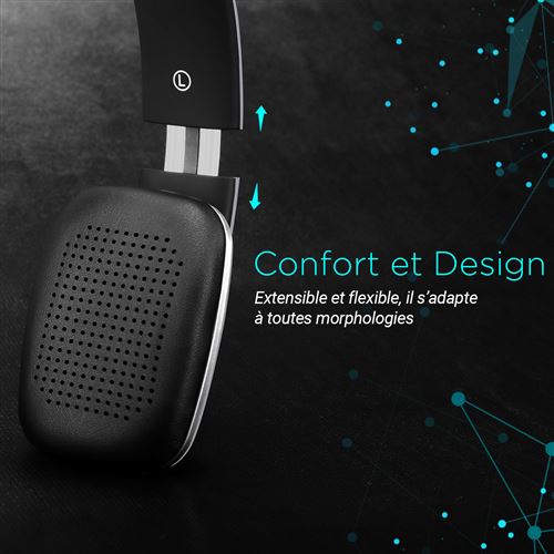 Casque Bluetooth Sans Fil Gris aptX Léger – EP636 – Micro, NFC, Discret,  Wireless, Batterie 12h, Rechargeable - Supra Auriculaire