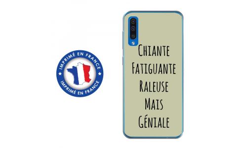 Coque souple pour Samsung Galaxy A50 avec impression Motifs Chiante mais Géniale vert